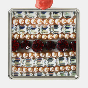Rhinestonen en parels — juwelen metalen ornament