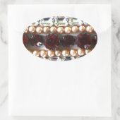 Rhinestonen en parels — juwelen ovale sticker (Tas)