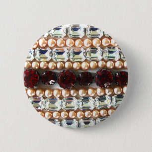 Rhinestonen en parels —  juwelen ronde button 5,7 cm