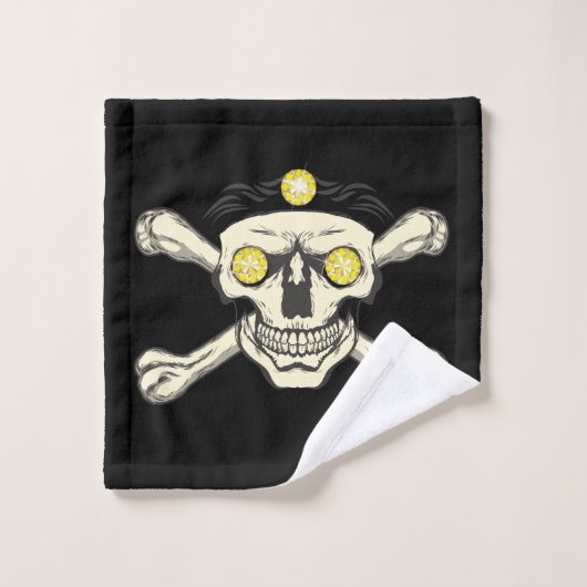Rhinestones Crâne & Crossbones Ensemble de serviet (Gant de toilette)