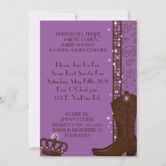 RHINESTONES, FRINGE & PURPLE COWGIRLS Invitation