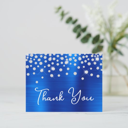 Rhinestones Royal Blauw 21e Verjaardag Bedankt Briefkaart (Staand voorkant)