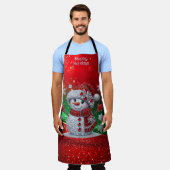 Rhinestones Snowman Holiday Apron Schort (Gedragen)