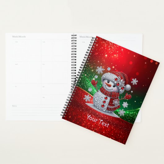Rhinestones Snowman Holiday Planner (Devant avec enveloppe)