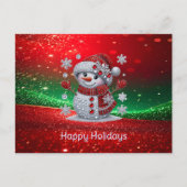 Rhinestones Snowman Holiday Postcard Briefkaart (Voorkant)