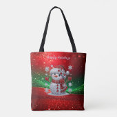 Rhinestones Snowman Holiday Tote Bag (Dos)