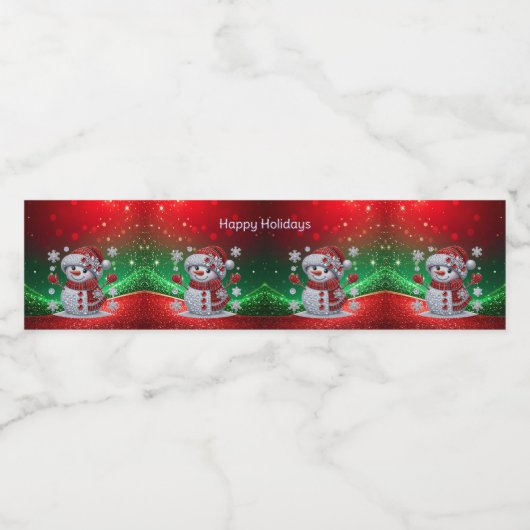 Rhinestones Snowman Water Bottle Label Waterfles Etiket (Enkel label)