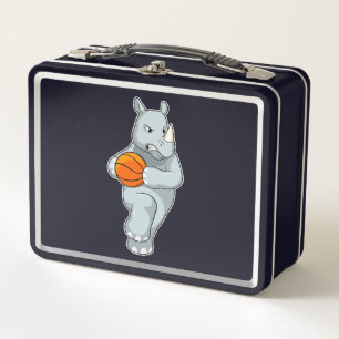 Rhino als Basketbalspeler met Basketball