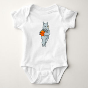 Rhino als Basketbalspeler met Basketball Romper