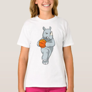Rhino als Basketbalspeler met Basketball T-shirt