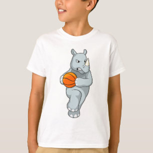 Rhino als Basketbalspeler met Basketball T-shirt