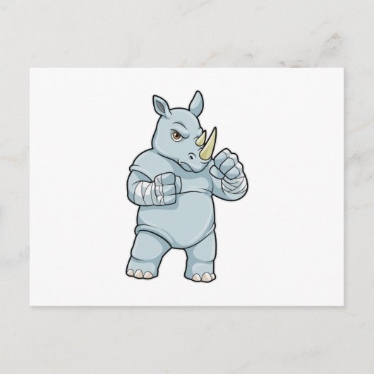 Rhino als Boxer bij Boxing Briefkaart (Voorkant)