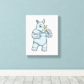 Rhino als Boxer bij Boxing Canvas Afdruk (Insitu (Houten vloer))