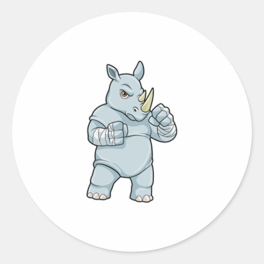 Rhino als Boxer bij Boxing Ronde Sticker (Voorkant)