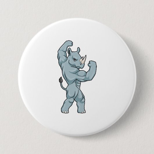 Rhino als extreme Bodybuilder Ronde Button 7,6 Cm (Voorkant)