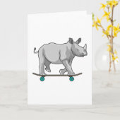 Rhino als Skater met skateboard Kaart (Gele Bloem)