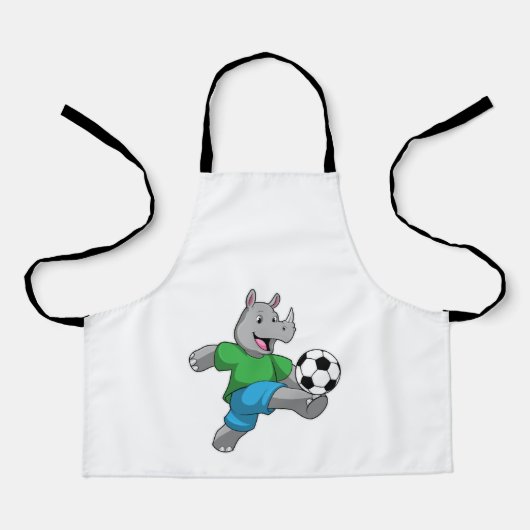 Rhino als voetbalspeler met Voetbal Schort (Voorkant)