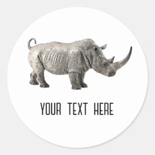 Rhino Animal Schattigee Schattige Douane Ronde Sticker