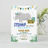 Rhino Anniversaire de enfant Animal Fun Invitation (Debout devant)