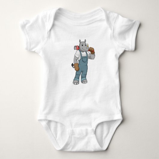 Rhino as Handyman with Water pump plits Romper (Voorkant)