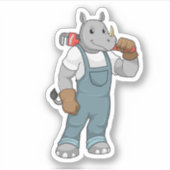 Rhino as Handyman with Water pump plits Sticker (Voorkant)