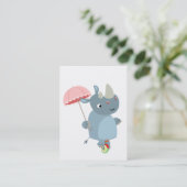 Rhino avec parapluie sur Carte de visite Unicycle (Debout devant)