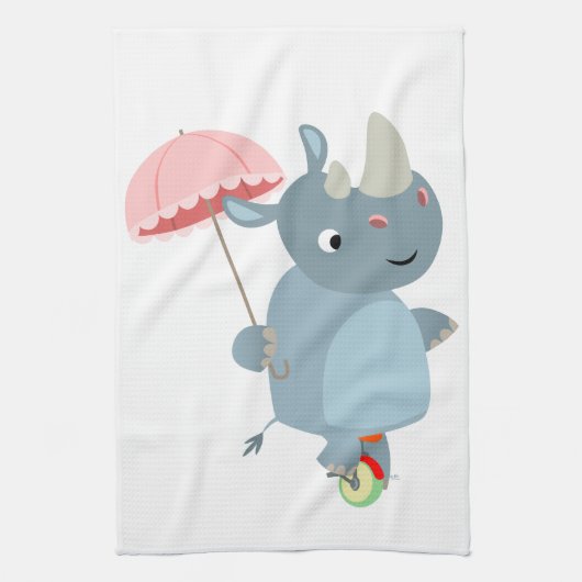 Rhino avec parapluie sur Unicycle serviette de cui (Vertical)