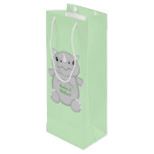 Rhino Baby shower Green Wijn Cadeautas (Achterkant Gekanteld)