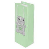 Rhino Baby shower Green Wijn Cadeautas (Voorkant Gekanteld)
