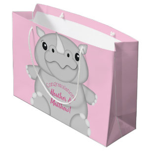 Rhino Baby shower Safari Pink Girl Groot Cadeauzakje