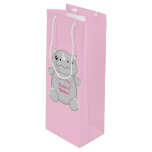 Rhino Baby shower Safari Pink Girl Wijn Cadeautas