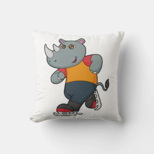 Rhino bij ijsschaatsen met ijsschaatsen kussen