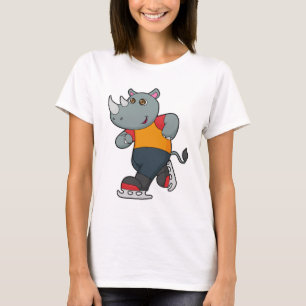 Rhino bij ijsschaatsen met ijsschaatsen t-shirt