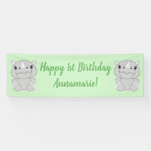 Rhino Birthday Party Green Spandoek