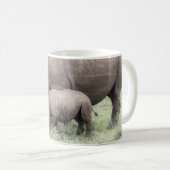 Rhino blanc & Bébé Mug (Devant droit)