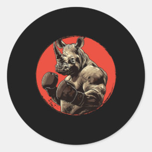 Rhino Boxer Fighter Boxing Ronde Sticker