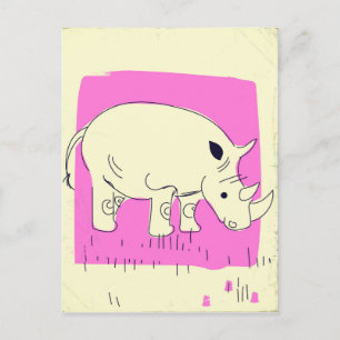Rhino-cartoon in vintage stijl briefkaart
