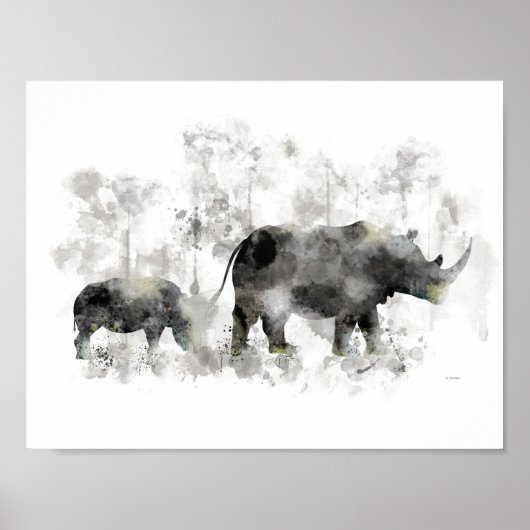 RHINO EN BABY POSTER (Voorkant)