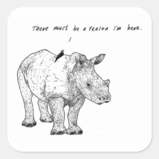 Rhino en Vogel Stickers (Verpakking van 6, 3"x 3")