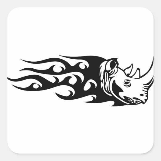 Rhino in Flames Vierkante Sticker (Voorkant)