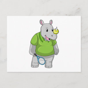 Rhino in Tennis met Tennis-bal Briefkaart