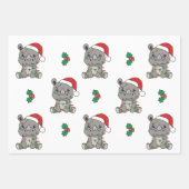 Rhino Kerstmis Winter Dieren Vakantie neushoorns Inpakpapier Vel (Voorkant 2)
