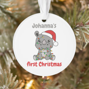 Rhino kerstwinter baby eerste kerstdag ornament
