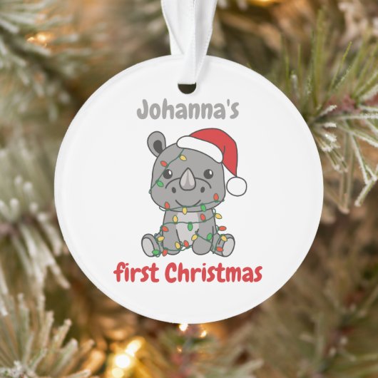 Rhino kerstwinter baby eerste kerstdag ornament (Boom)