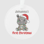 Rhino kerstwinter baby eerste kerstdag ornament (voorkant)