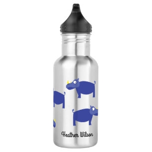 Rhino Kid Rhinoceros Bouteille d'eau avec le nom