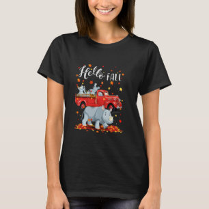 Rhino Koala Leaf Happy Herfst Y All Red Truck T-shirt