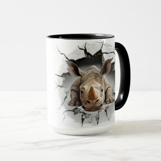 Rhino komt uit grot mok (Voorkant rechts)