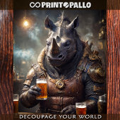 Rhino krijger in steampunk pantser drink bier - tissuepapier