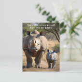 Rhino moeder met kalf briefkaart (Staand voorkant)